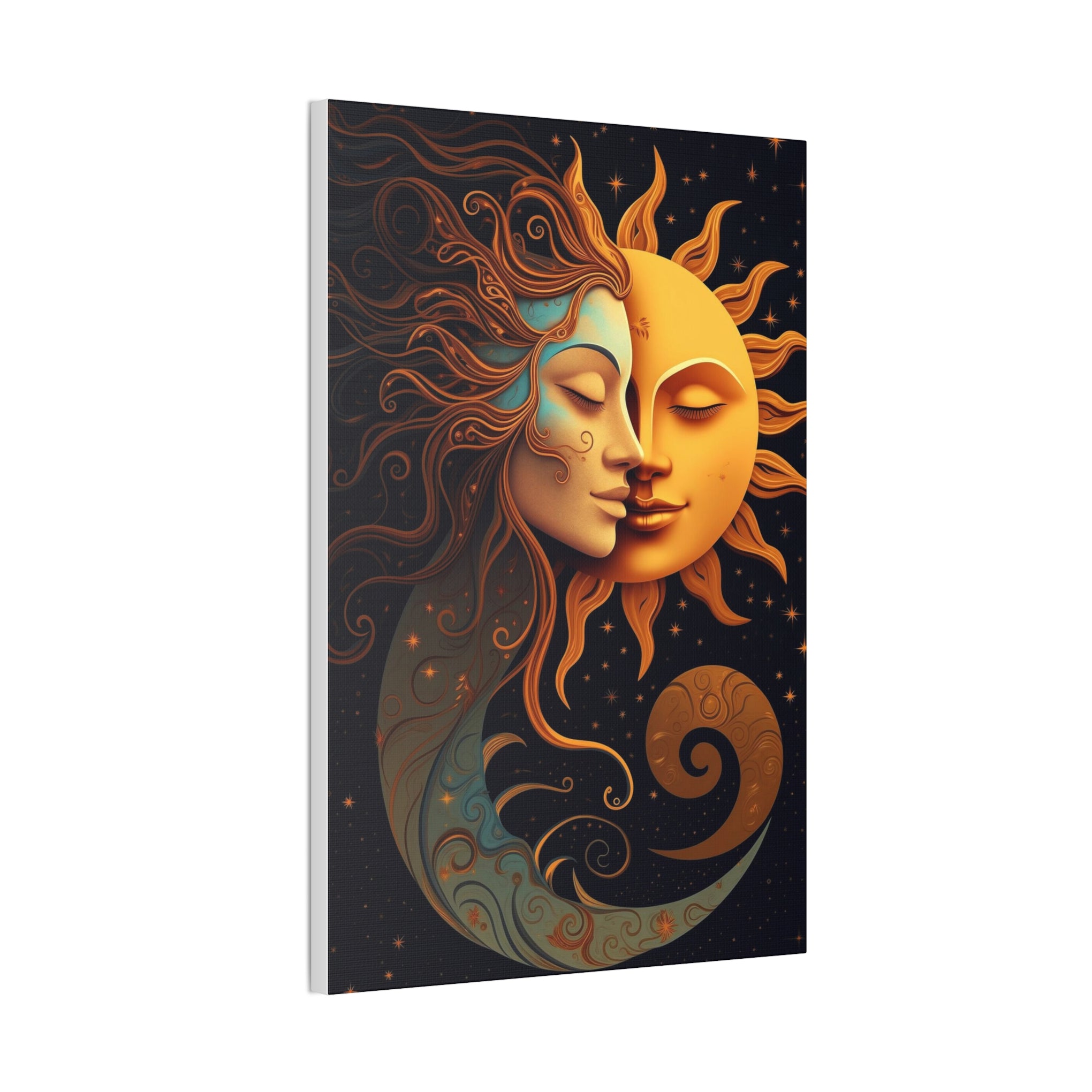 Celestial Harmony: Sun & Moon Canvas Print