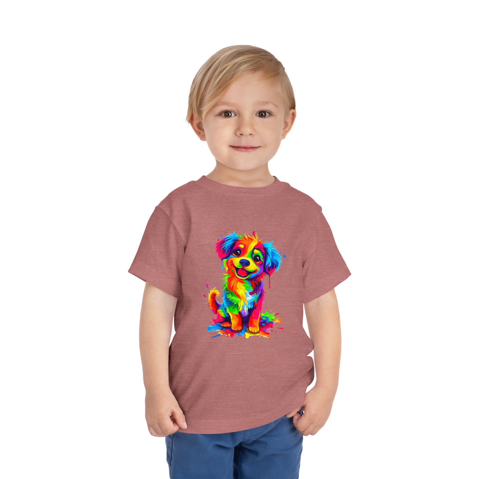 Rainbow Dreams: Disney-Inspired Happy Dog Cartoon | Toddler Short Sleeve Tee