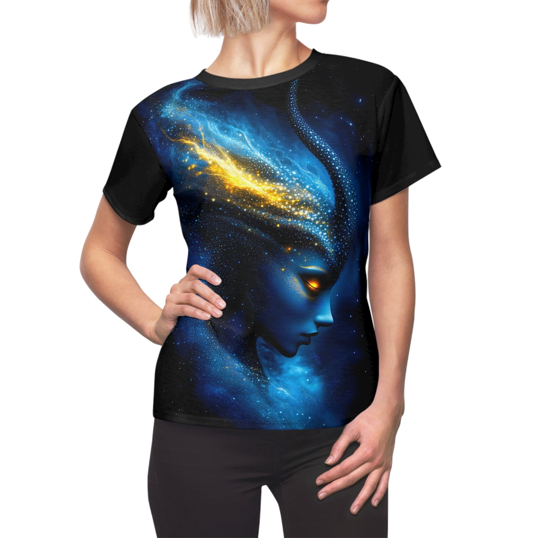 Celestial Goddess Women's Cut & Sew Tee - Embrace Your Cosmic Spirit