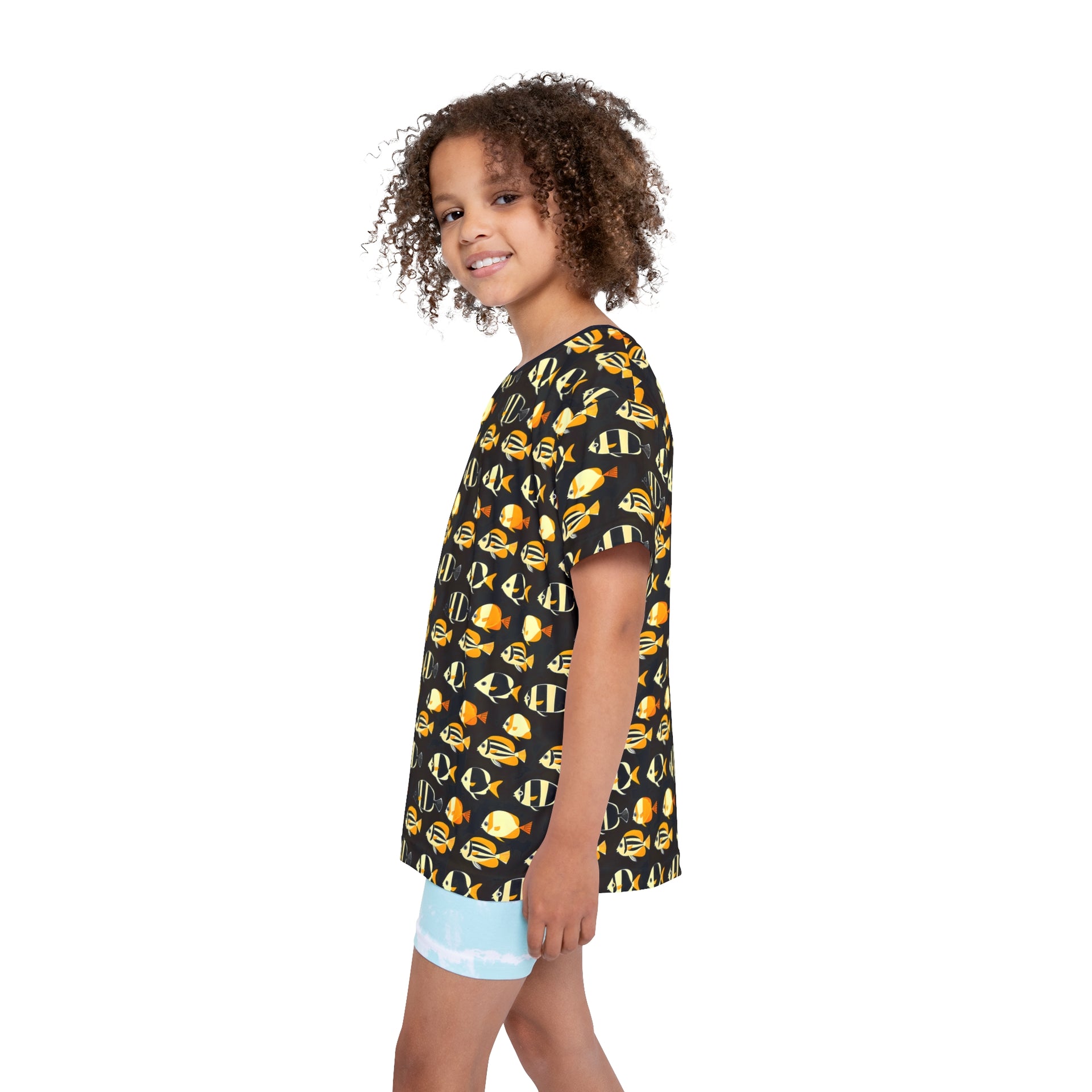 Zen Fish: Japanese Geometric Bannerfish Pattern Kids Sports Jersey (AOP)