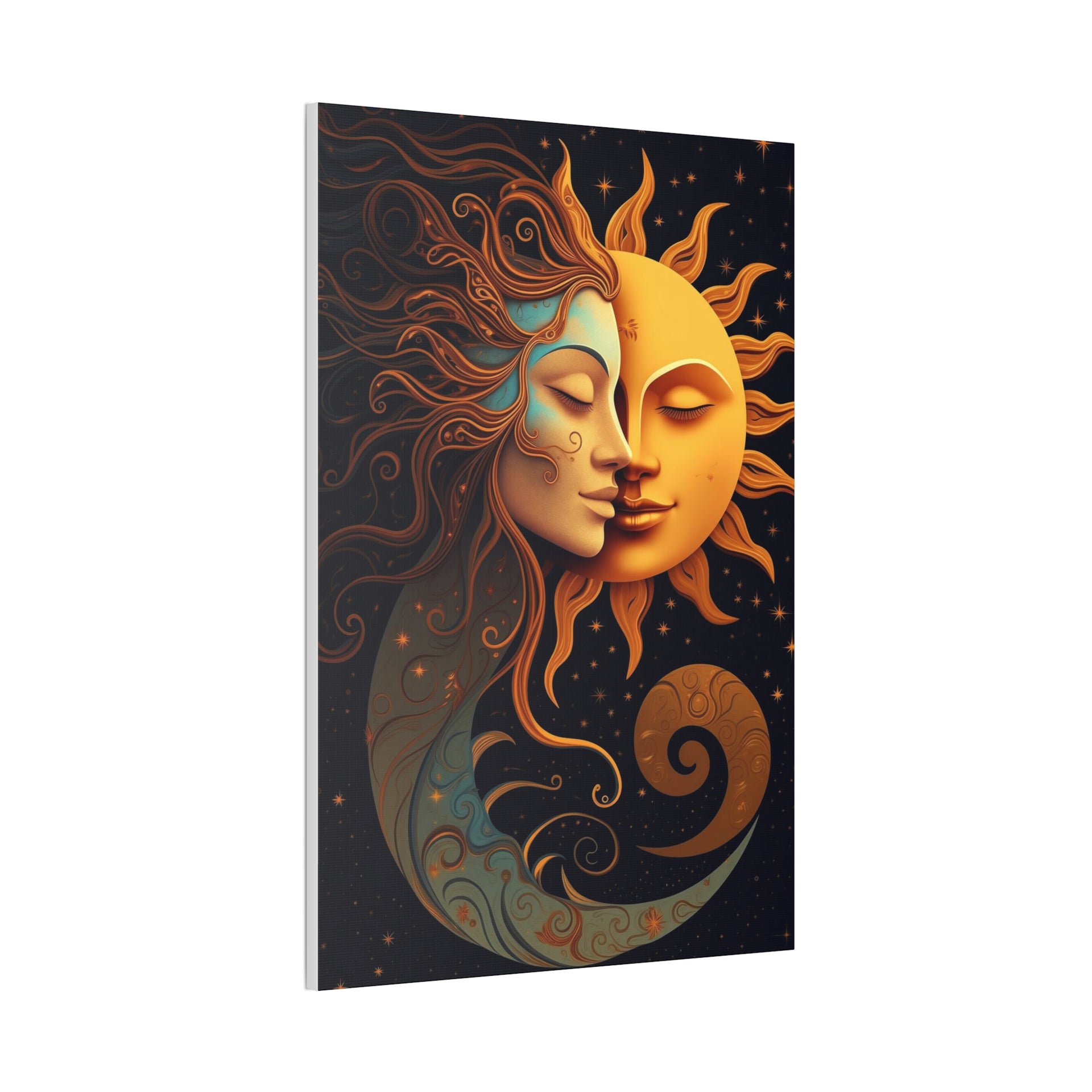 Celestial Harmony: Sun & Moon Canvas Print