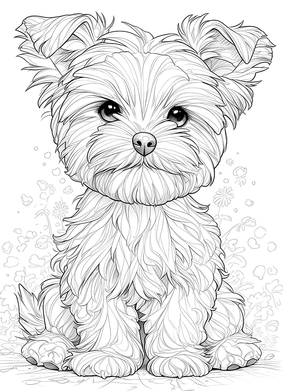 Adorable Yorkie Puppy Coloring Page - Cute Dog Fun! 🐶💖 | Infinite Visibility