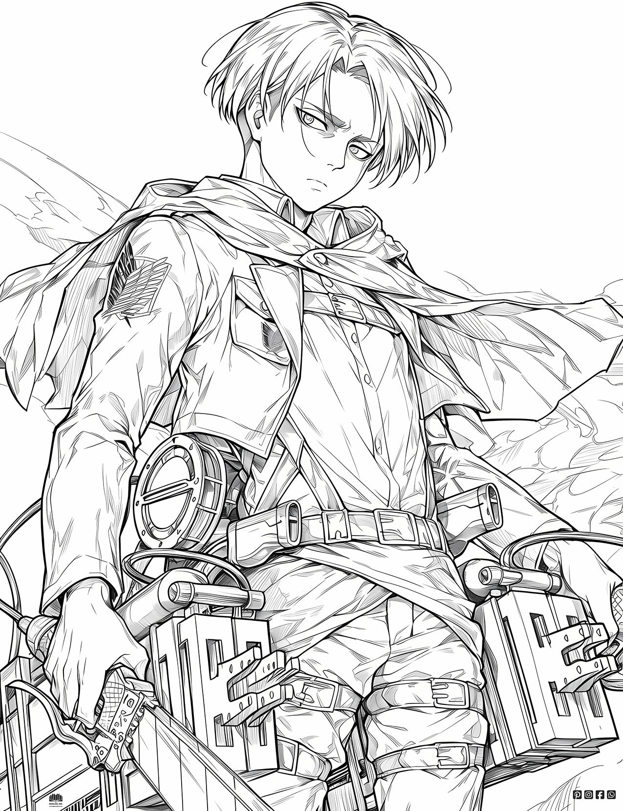 Attack on Titan Scout Regiment Coloring Page