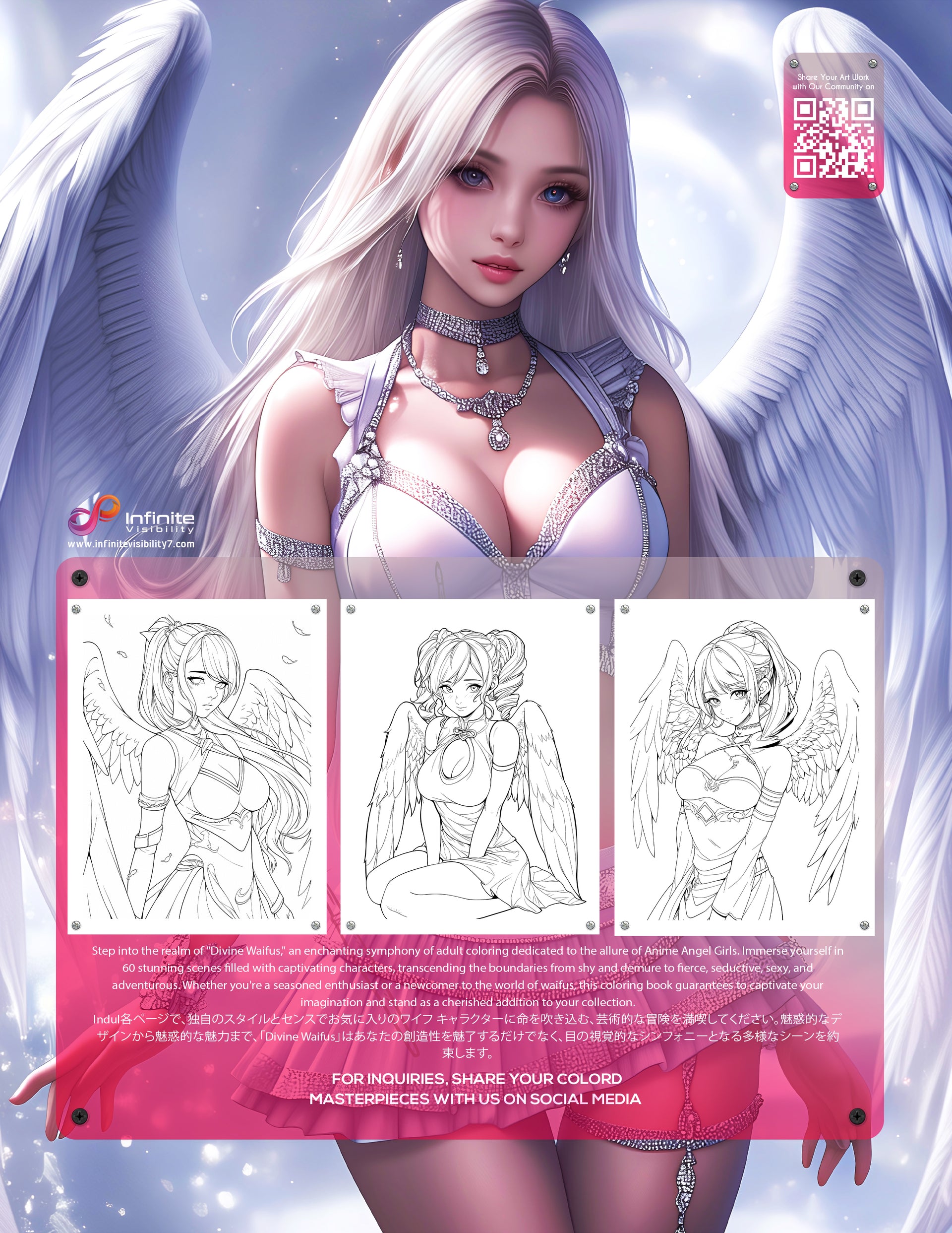 Divine Waifus: An Adult Anime Angel Girls Coloring Book for Relaxation & Stress Relief