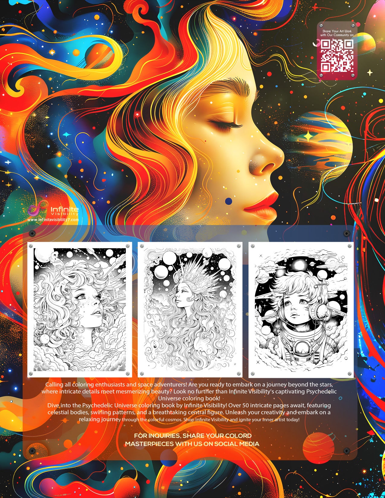 Psychedelic Universe: Adult Coloring Book - Where Beauty Meets Cosmos