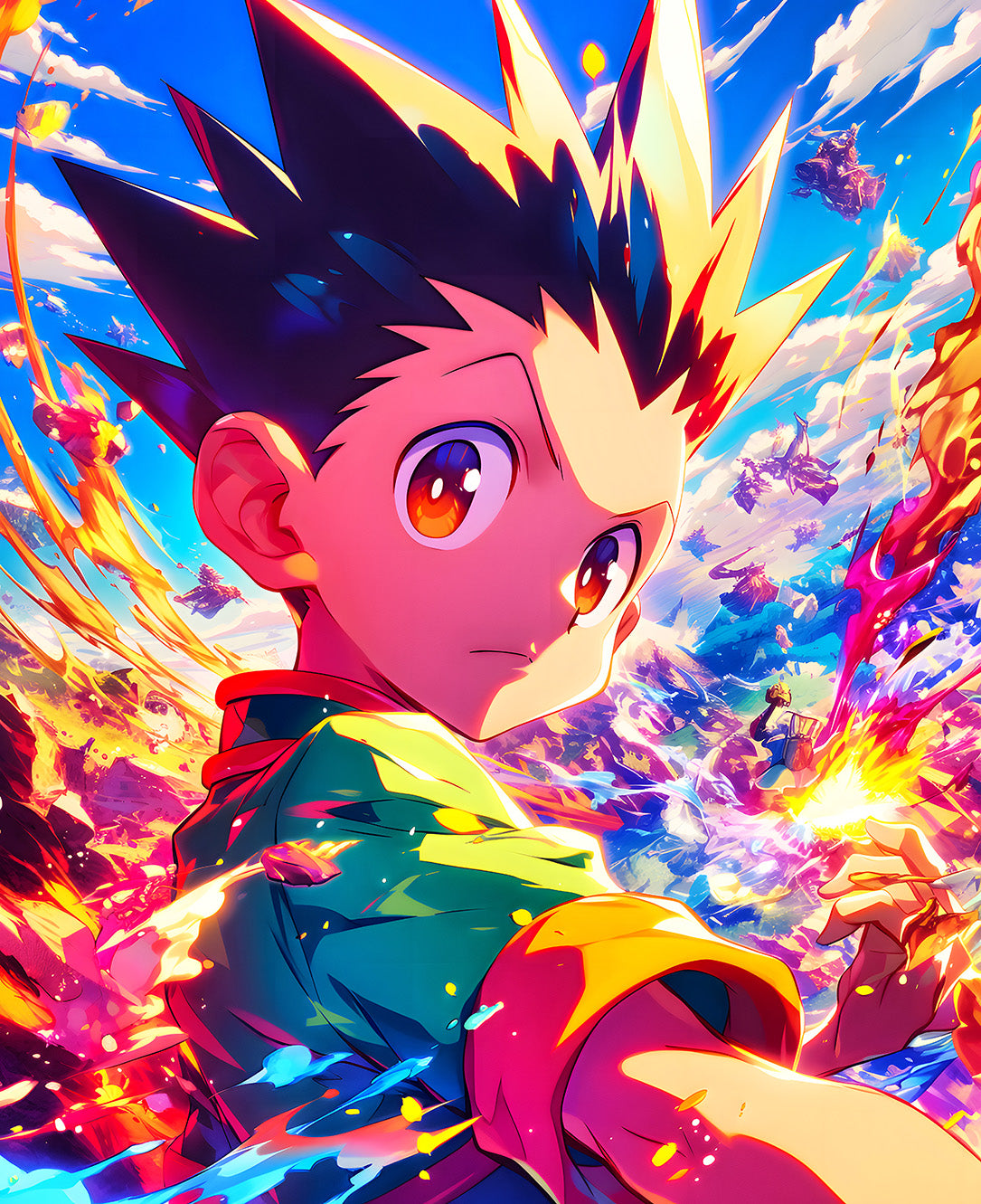 Dynamic Gon Freecss Digital Art – Hunter x Hunter Inspired Artwork