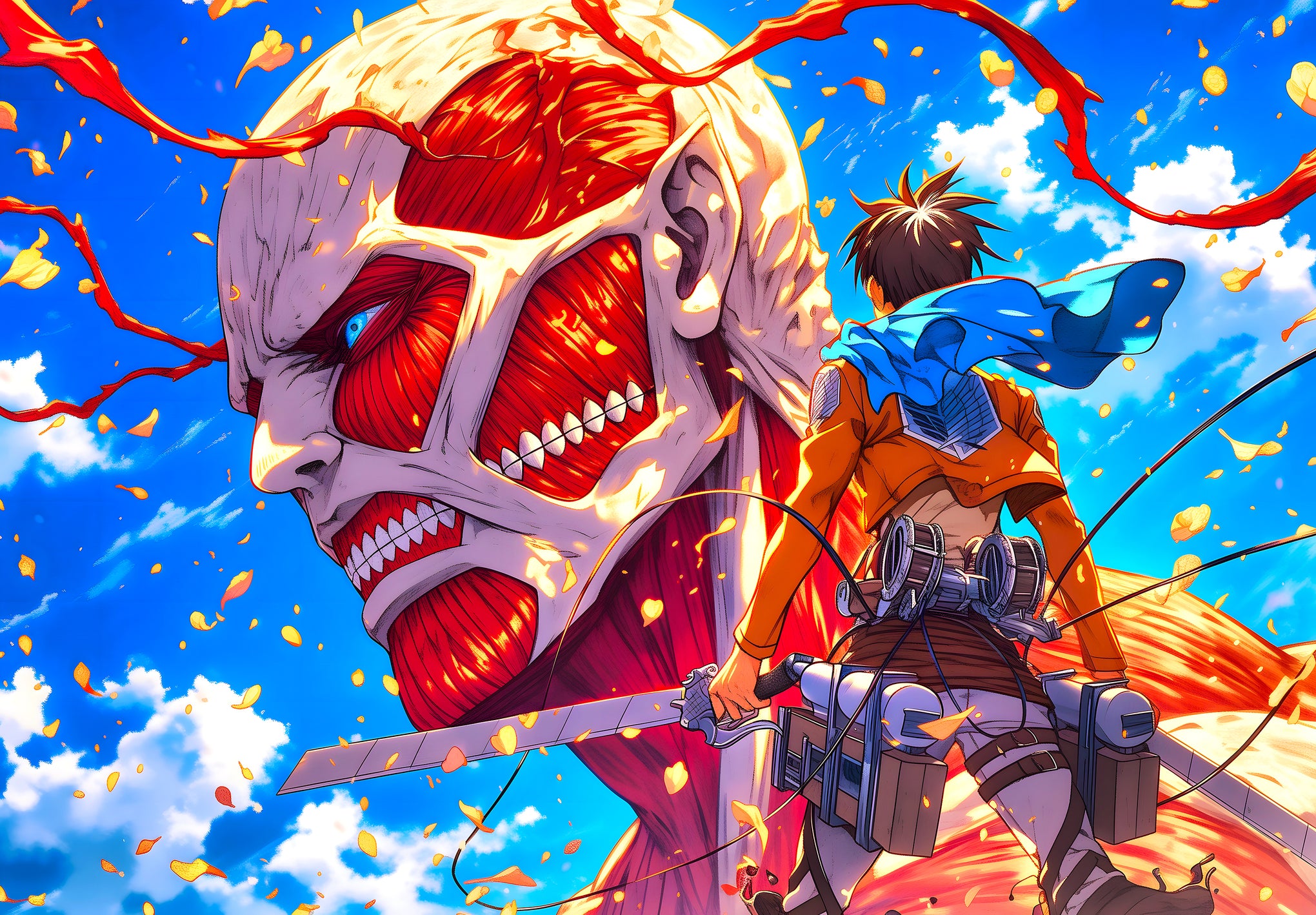 Epic Anime Battle Unleashed: The Colossal Titan vs. Eren Yeager Digital Downloads