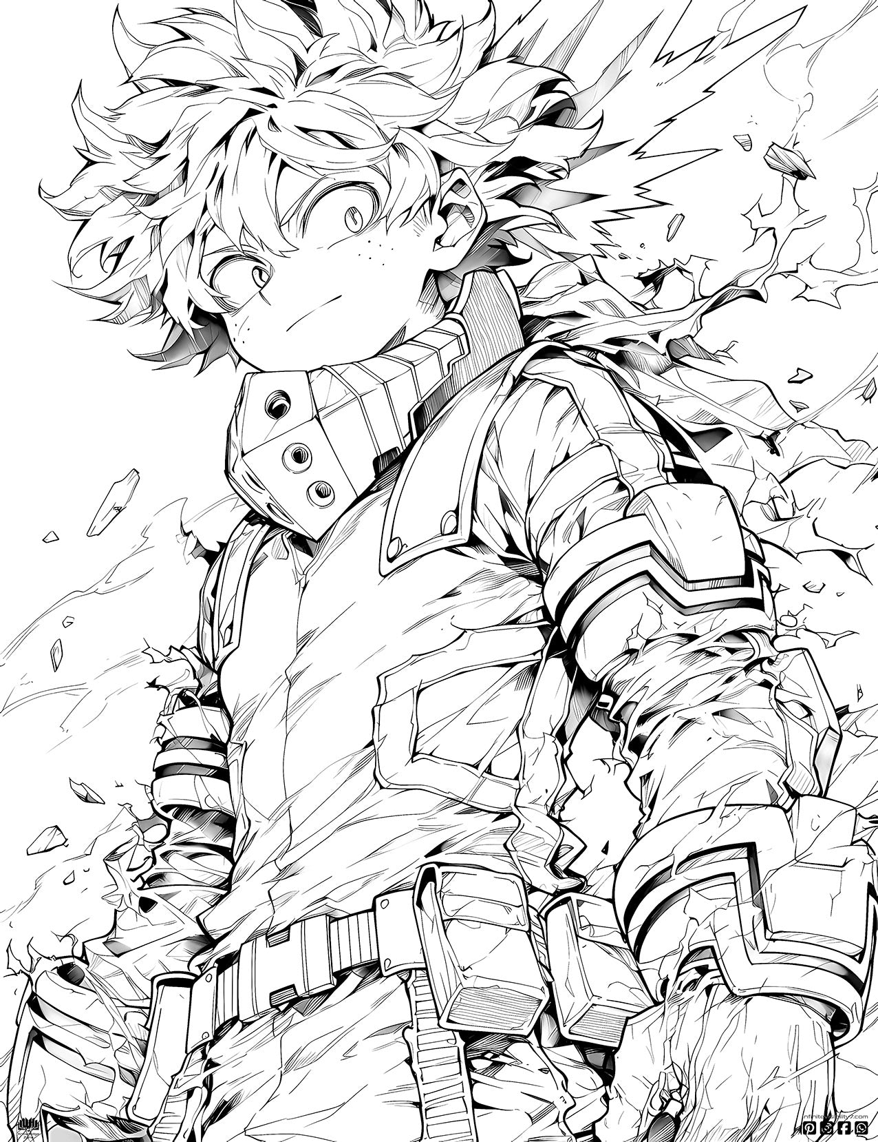 Go Beyond! Train with Deku in This My Hero Academia Coloring Page