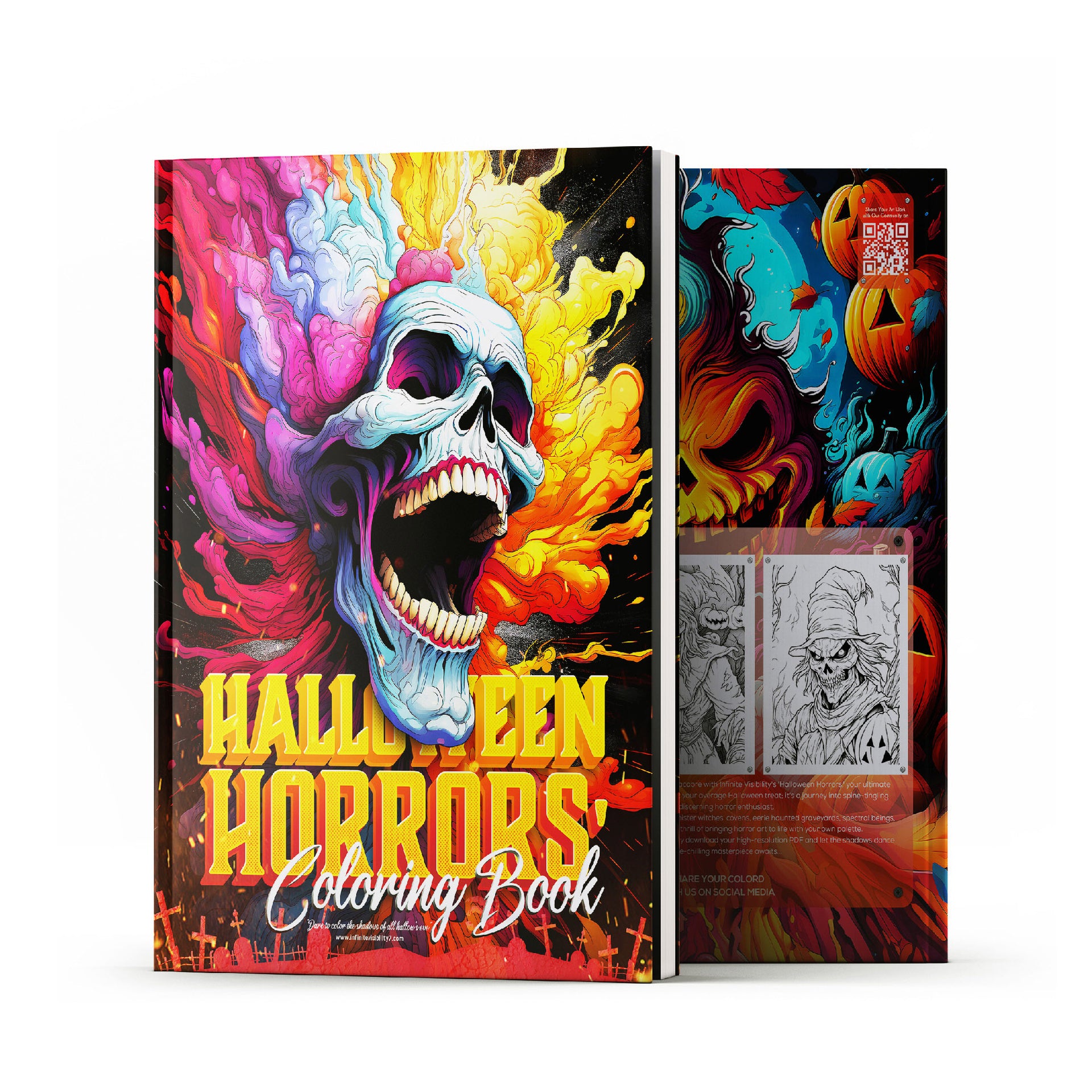 Halloween Horrors: 100 Pg Downloadable Adult Coloring Book | Infinite Visibility