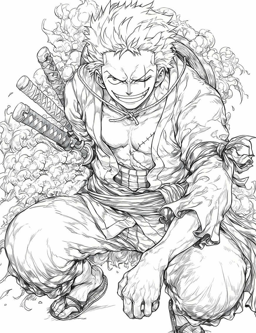 Legendary Roronoa Zoro - Confident Swordsman Coloring Page – Infinite ...