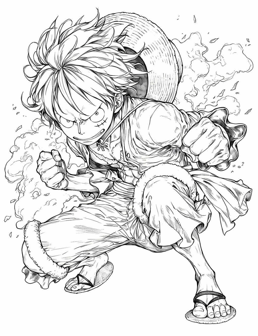 Monkey D. Luffy Coloring Page – Dynamic One Piece Illustration ...