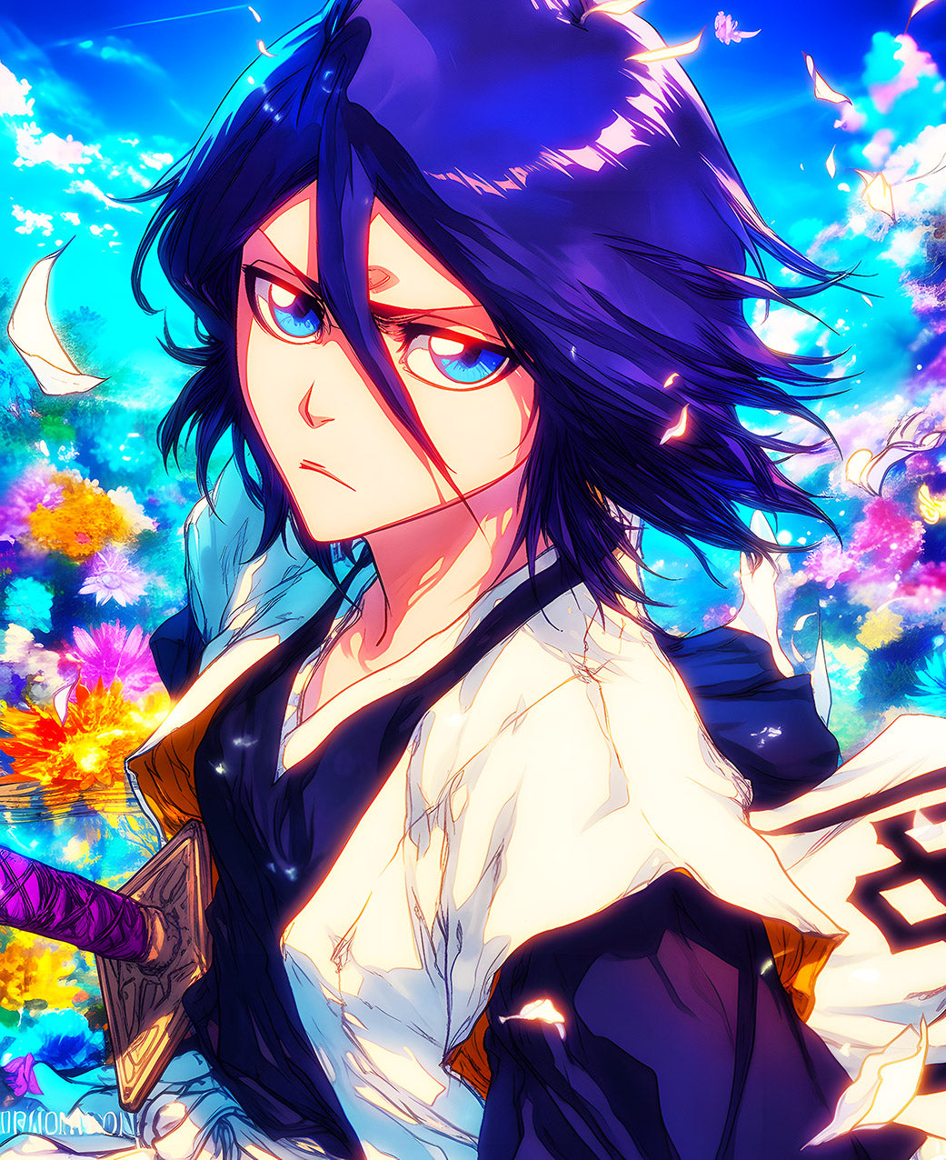 Rukia Kuchiki Blooming Strength - Bleach Digital Art Print 🌸