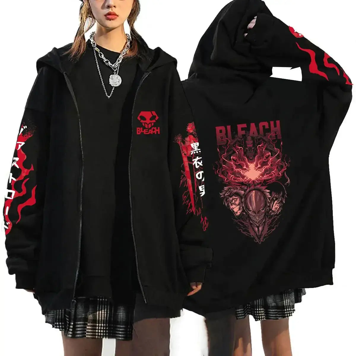Bleach Kurosaki Ichigo Zip Up Hoodie Japan Anime Sweatshirt