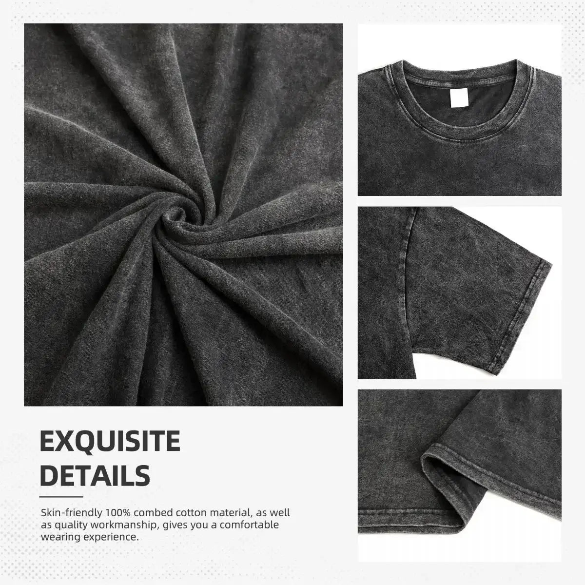 Close-up of Akaza Koyuki T-shirt fabric details, showcasing soft cotton texture and craftsmanship.