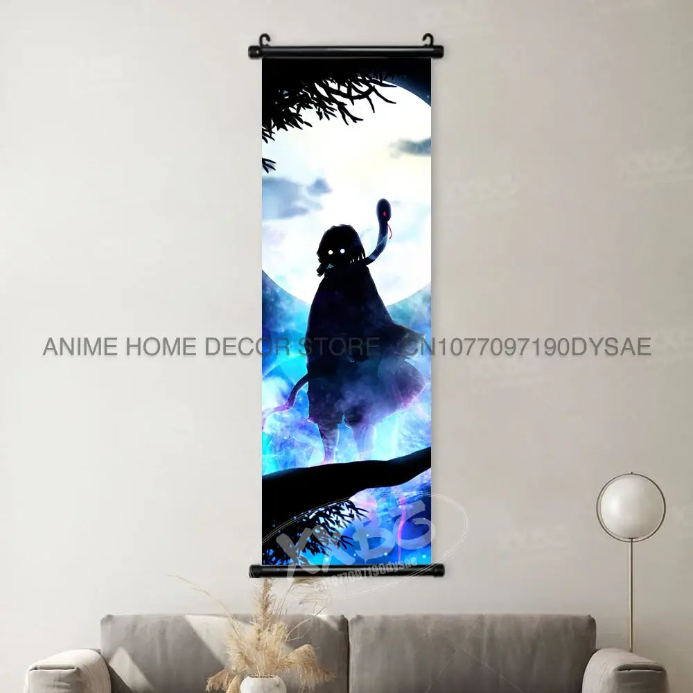High-quality Demon Slayer Posters wall art scrolls featuring Hashira Kanroji Mitsuri, Iguro Obanai, and Tokitou Muichirou for home decor.