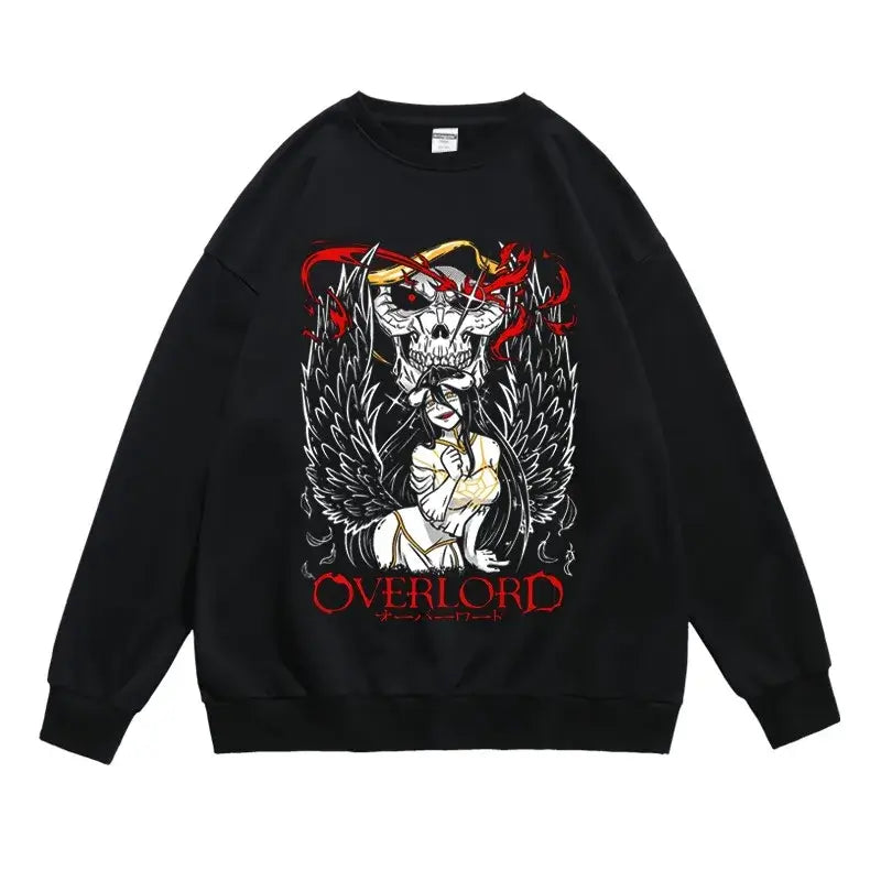 Anime Overlord Graphic Hoodie featuring Albedo and Ainz Ooal Gown for women and men.