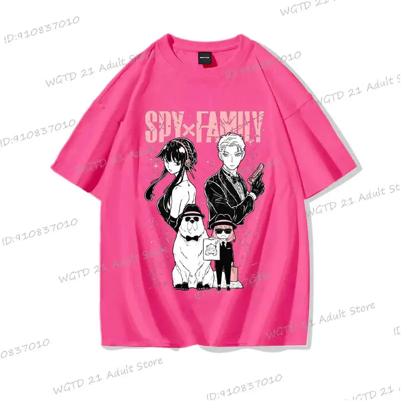 A cute Anya Forger T-shirt made of soft cotton, featuring a Harajuku style Spy x Family print for men and women.