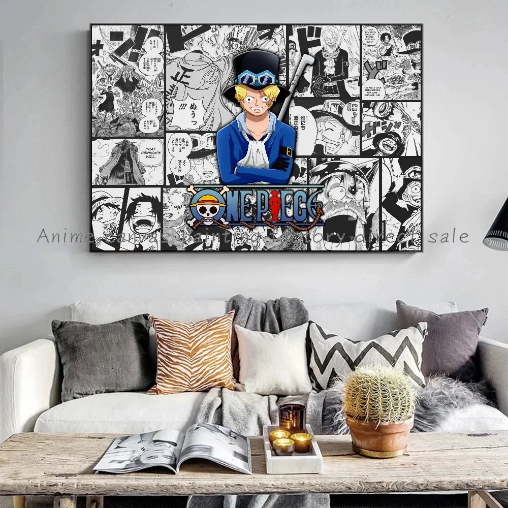 A high-definition One Piece Luffy Zoro Poster printed on canvas, displaying the anime characters Monkey D. Luffy and Roronoa Zoro for wall decoration.