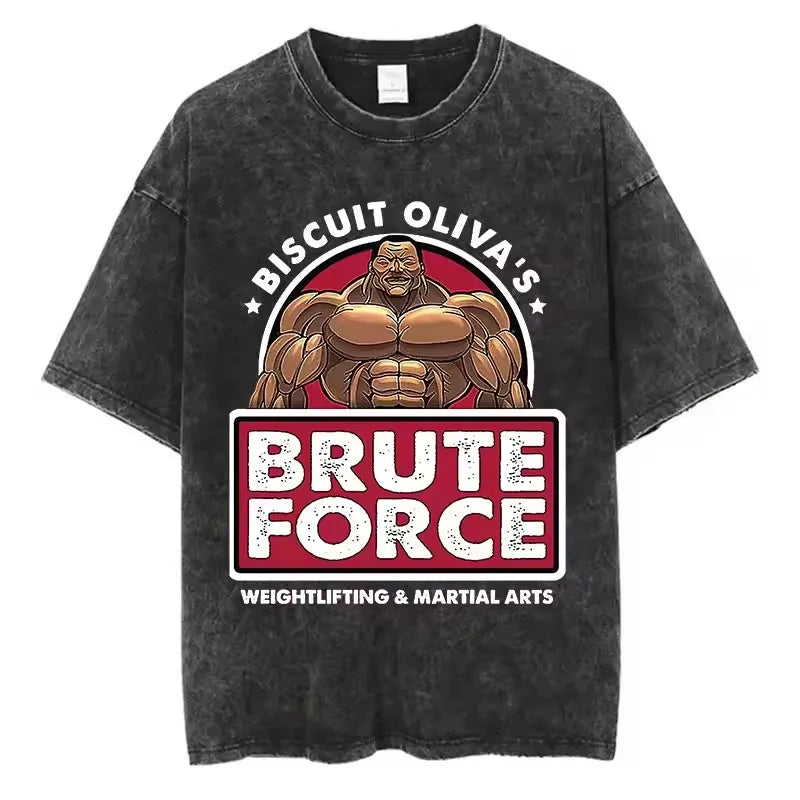 A high-quality pure cotton Baki Anime T-shirt featuring a graphic print of Baki Hanma, designed as a casual loose fit top for men and women.