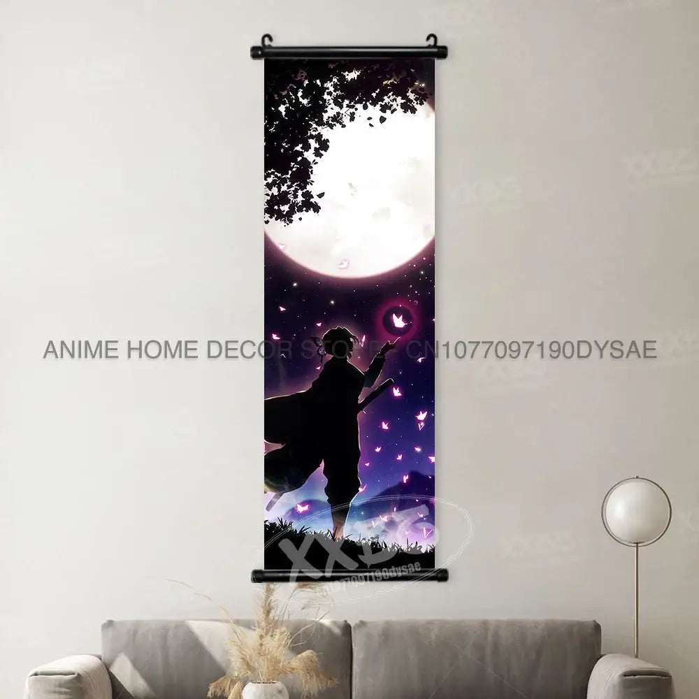 High-quality Demon Slayer Posters wall art scrolls featuring Hashira Kanroji Mitsuri, Iguro Obanai, and Tokitou Muichirou for home decor.