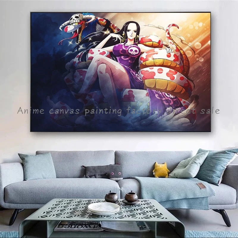 A high-quality Monkey D Luffy HD Poster printed on canvas, featuring Japanese anime art suitable for bar and home wall decoration.