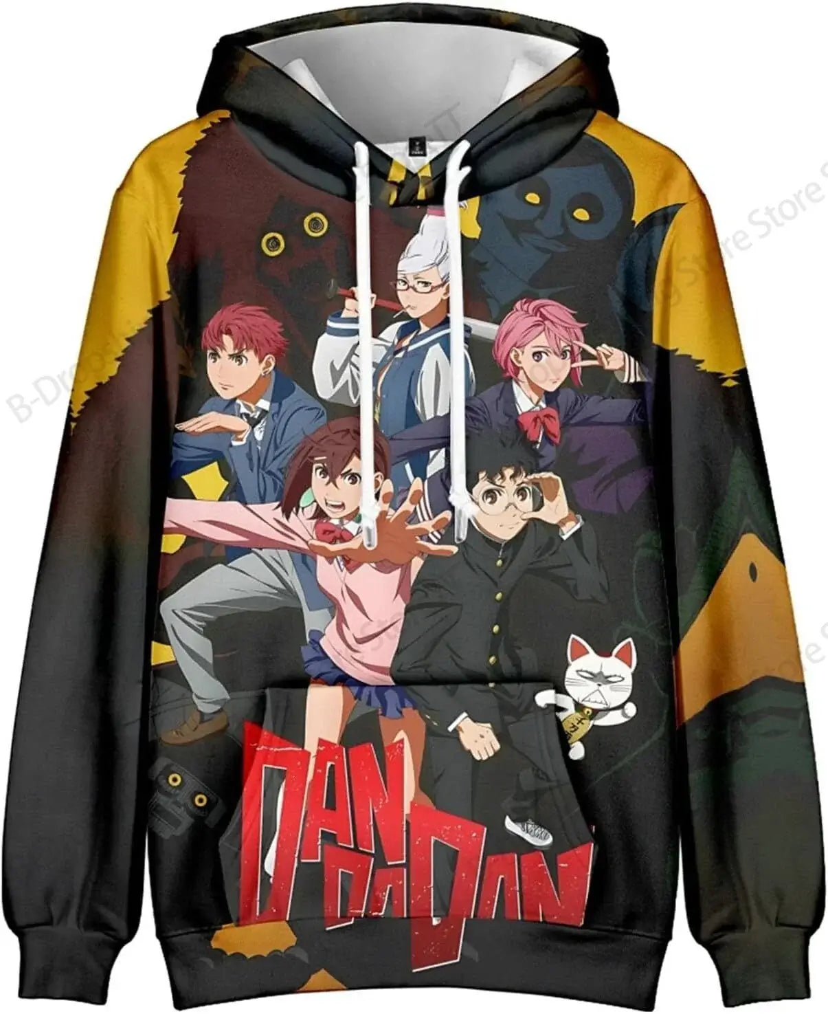 An oversized Anime Dandadan 3d Print Hoodie with a long sleeve design, suitable as a graphic coat or costume for men, women, and boys.