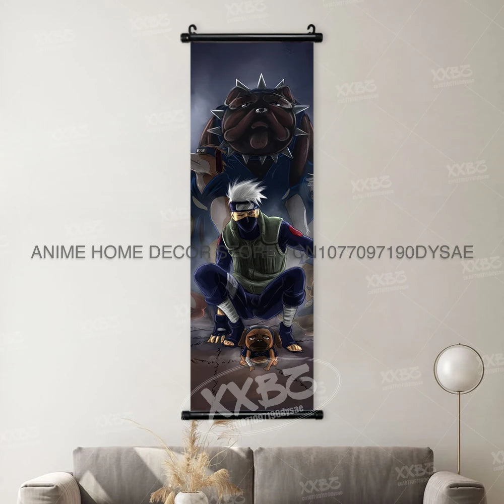 High-quality Uzumaki Naruto Posters wall art scroll featuring Sasuke Uchiha, Madara, and Might Guy for anime home decor.
