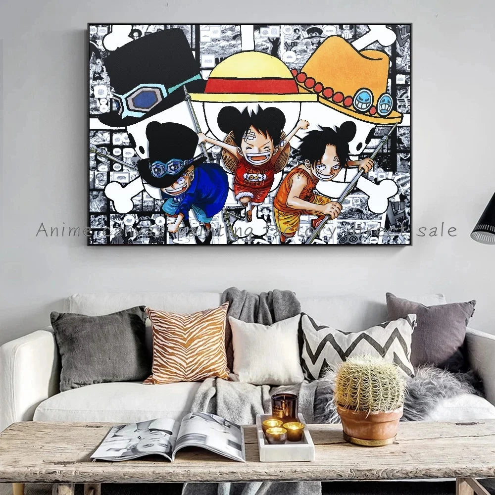 A high-definition One Piece Luffy Zoro Poster printed on canvas, displaying the anime characters Monkey D. Luffy and Roronoa Zoro for wall decoration.