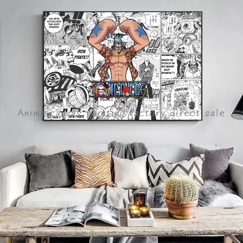 A high-definition One Piece Luffy Zoro Poster printed on canvas, displaying the anime characters Monkey D. Luffy and Roronoa Zoro for wall decoration.