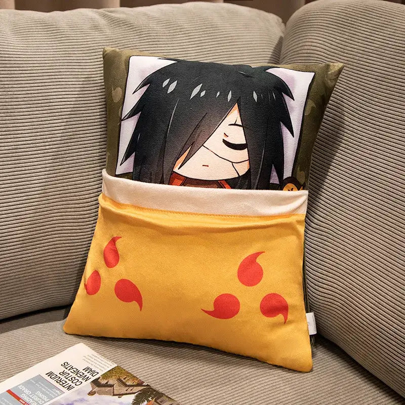 A cute Naruto Anime Plush Pillow featuring a stylized, huggable Kakashi and Naruto cartoon design, perfect for home decor and kids.