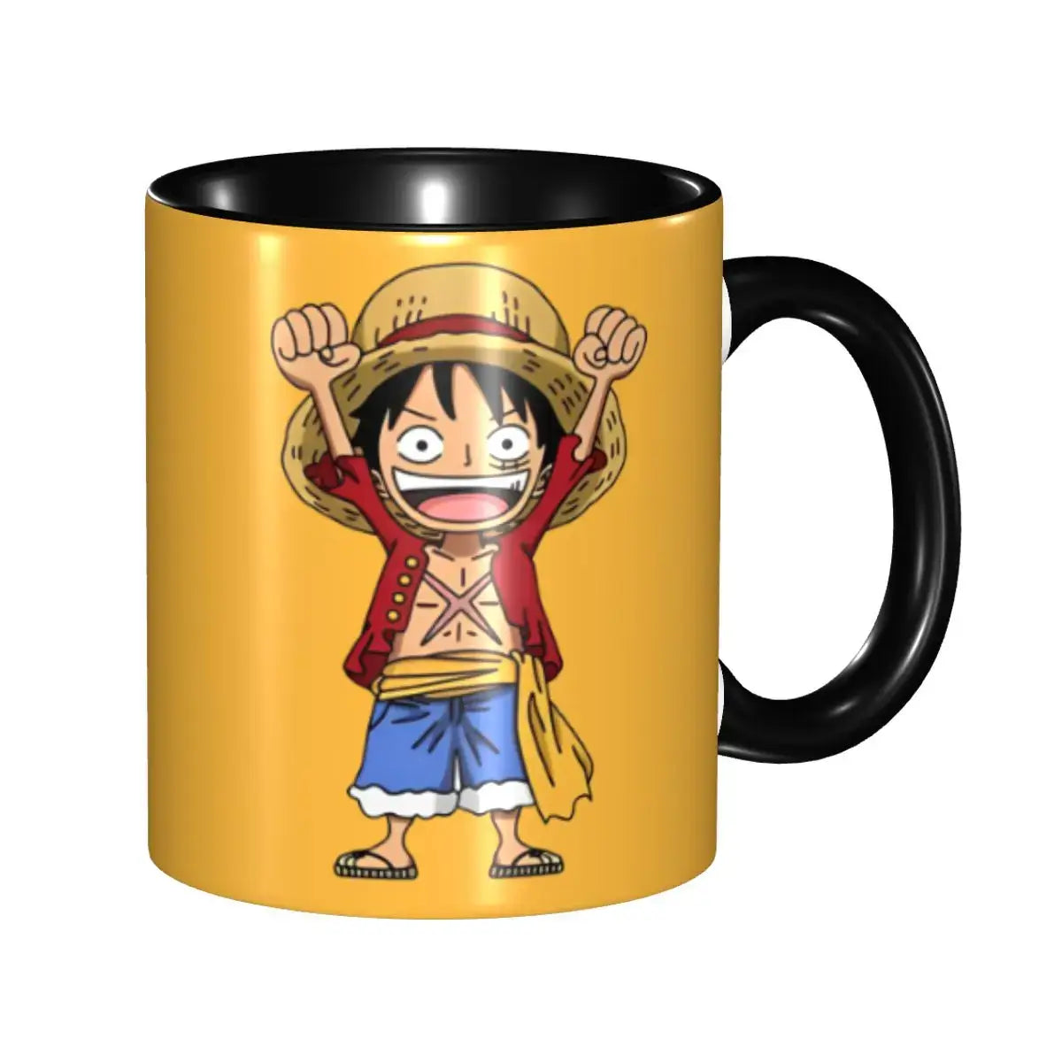 A colorful Kid's Luffy One Piece Mug featuring cute cartoon anime art, designed as a durable water cup gift for girls and boys.