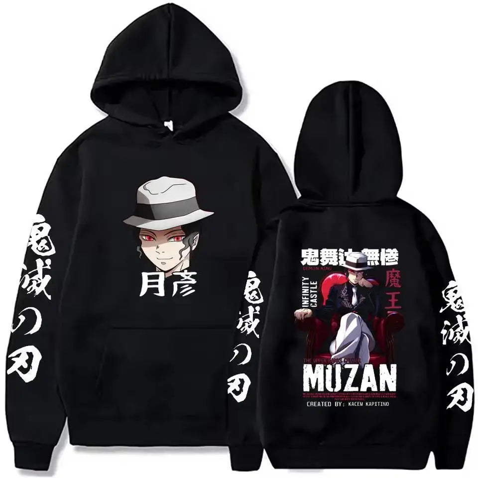 A street retro unisex Demon Slayer Uzui Tengen Hoodie with an anime character print for autumn and winter.
