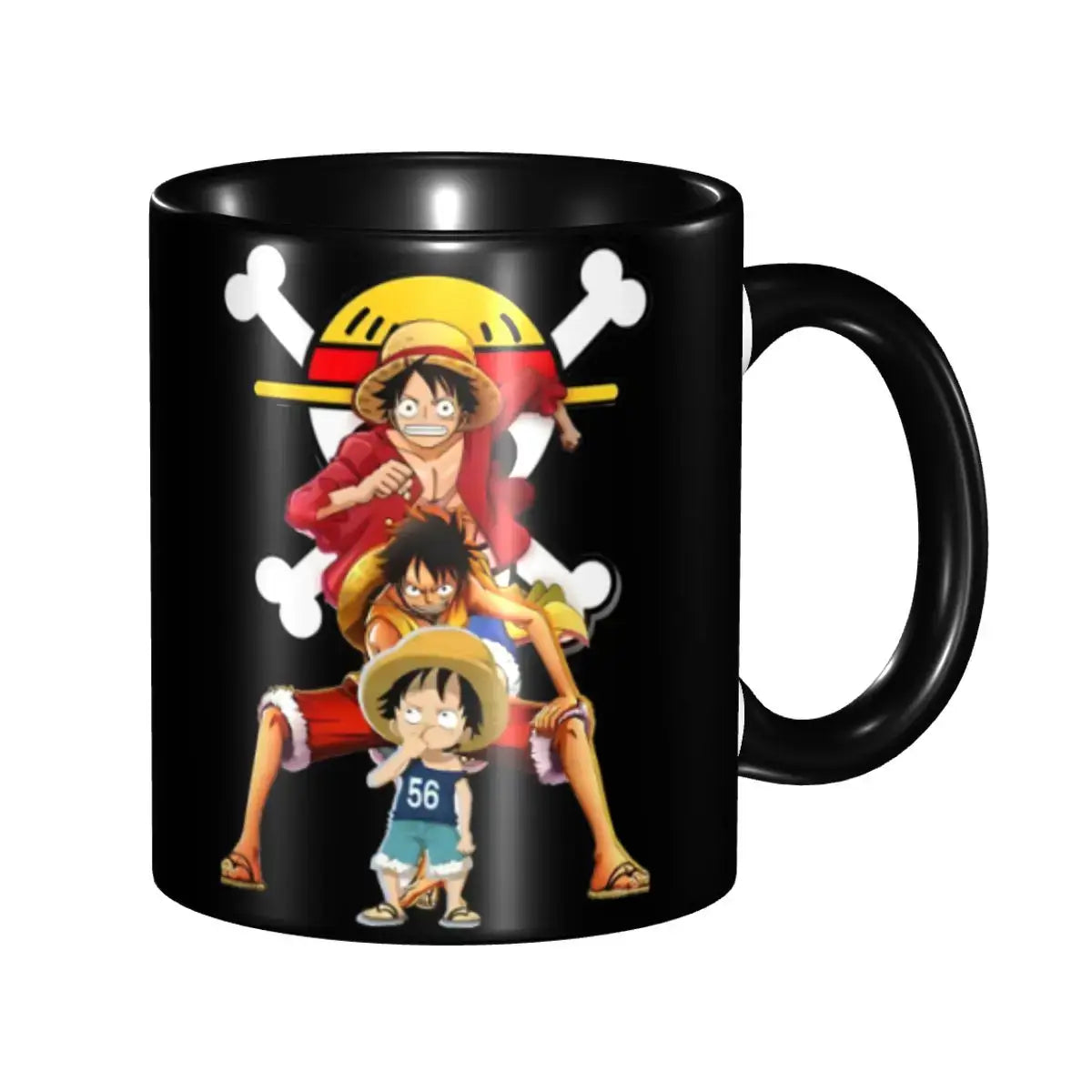 A colorful Kid's Luffy One Piece Mug featuring cute cartoon anime art, designed as a durable water cup gift for girls and boys.