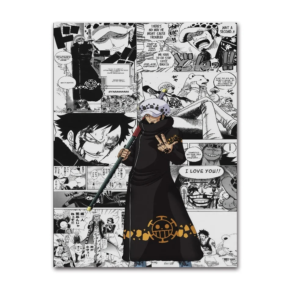A classic cartoon style One Piece Luffy Zoro Poster printed on high-definition canvas, perfect for decorating a living room, corridor, or child's bedroom.