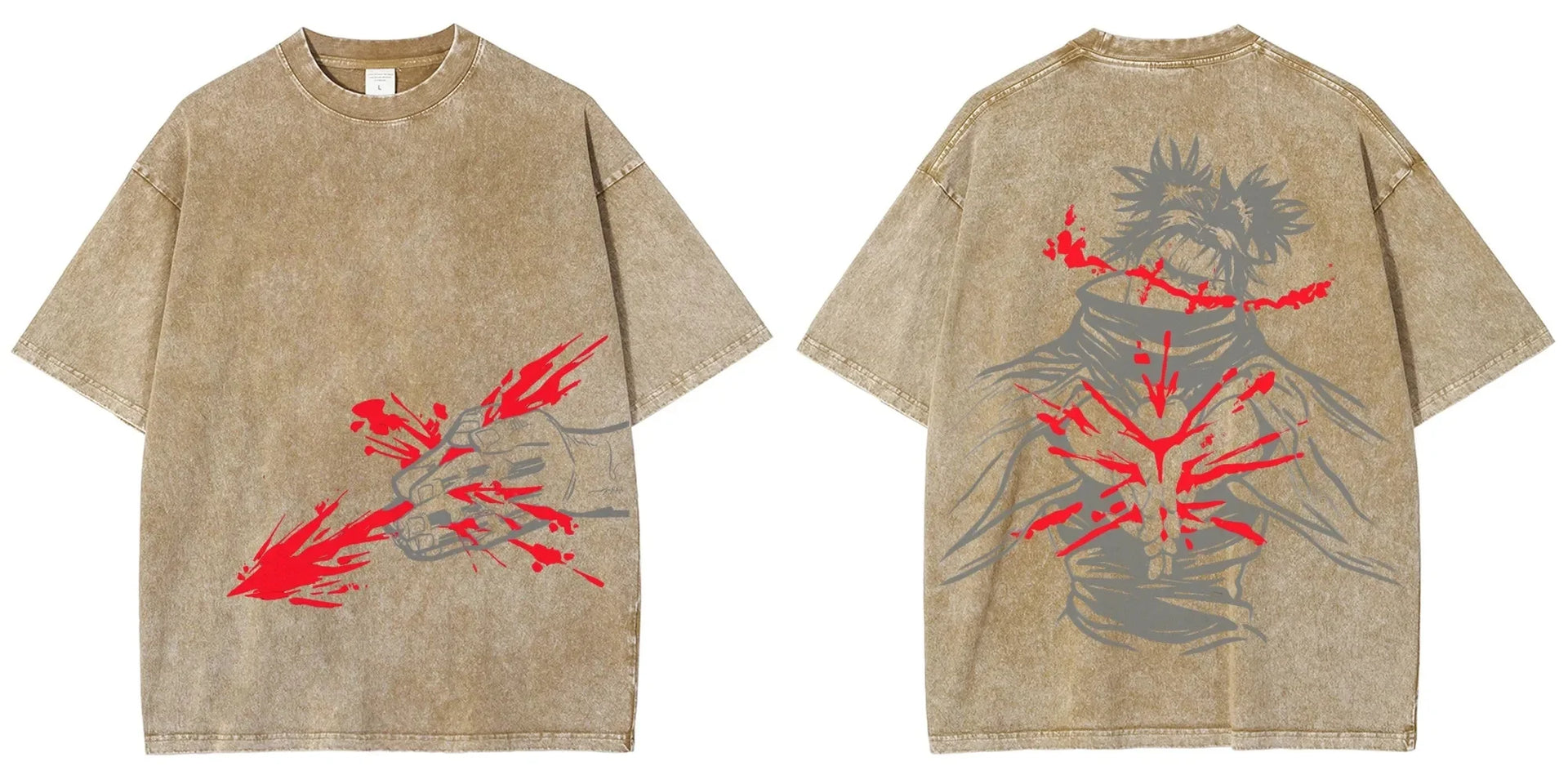 A vintage washed Jujutsu Kaisen CHOSO T-shirt in a Harajuku street style for men and women.