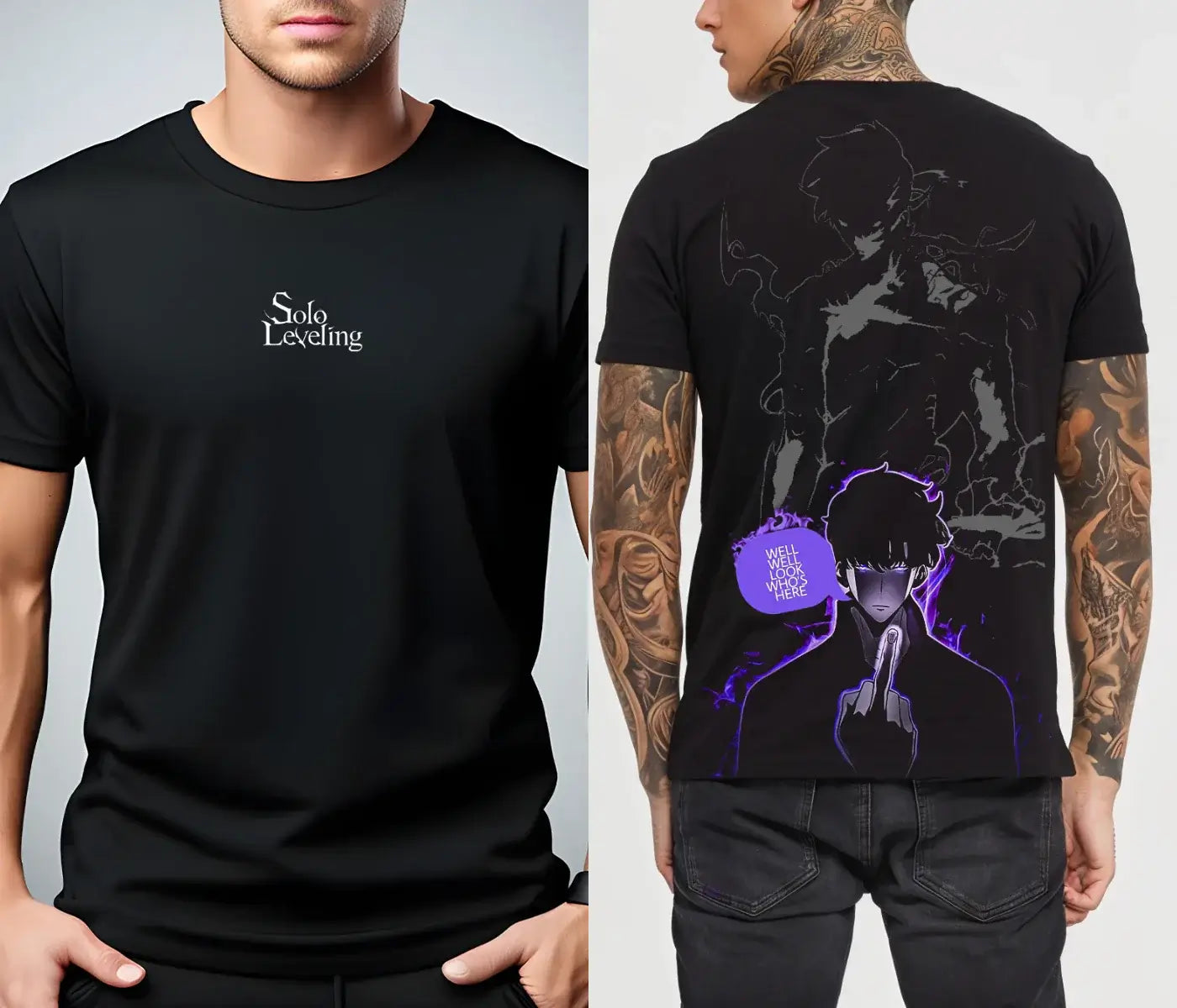 A men's Japanese Hot Amine Solo Leveling Arise Oversized Tee in a Y2K hip hop streetwear style.