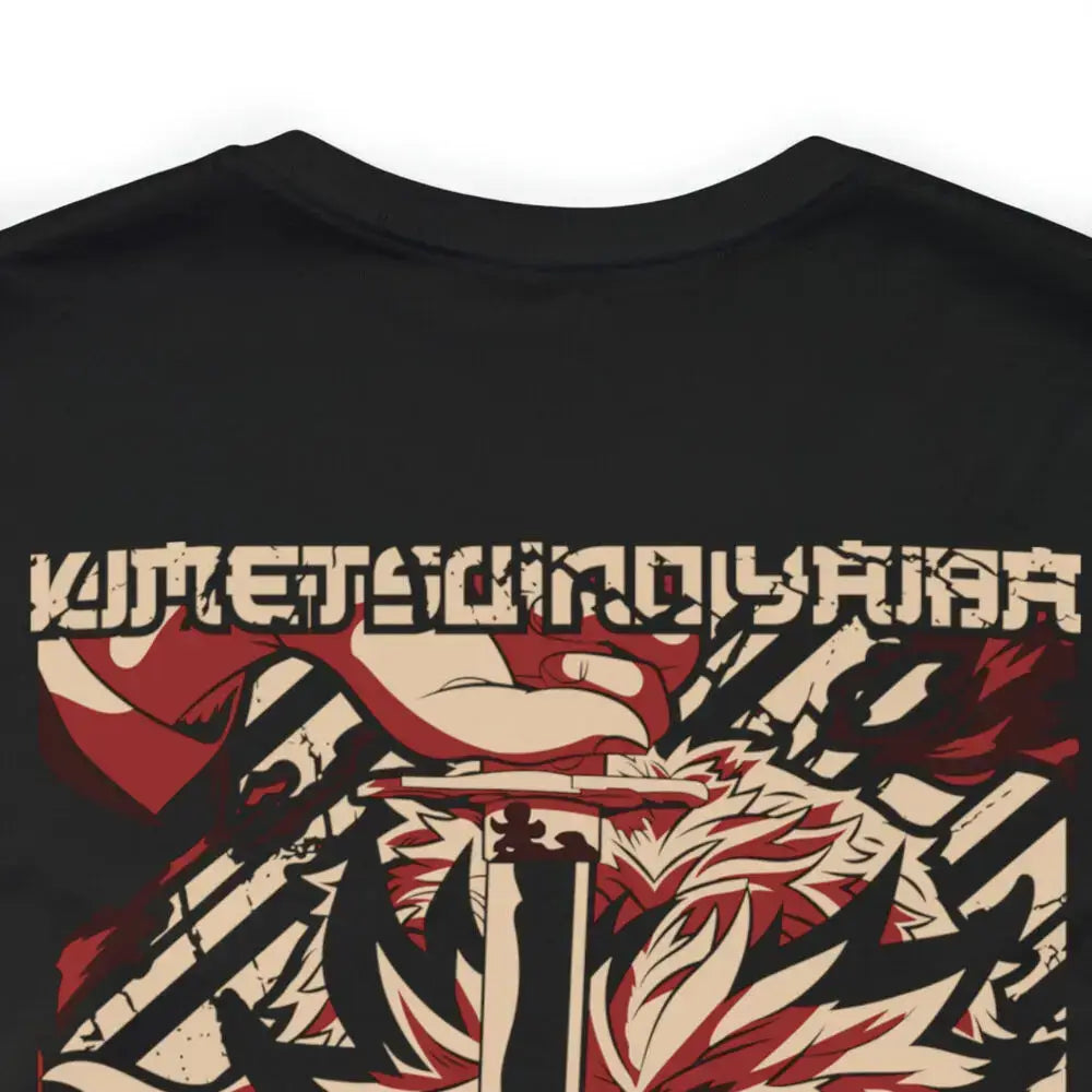 A Rengoku Flame Hashira Graphic Tee from Demon Slayer, showing the detailed front and back anime shirt print.