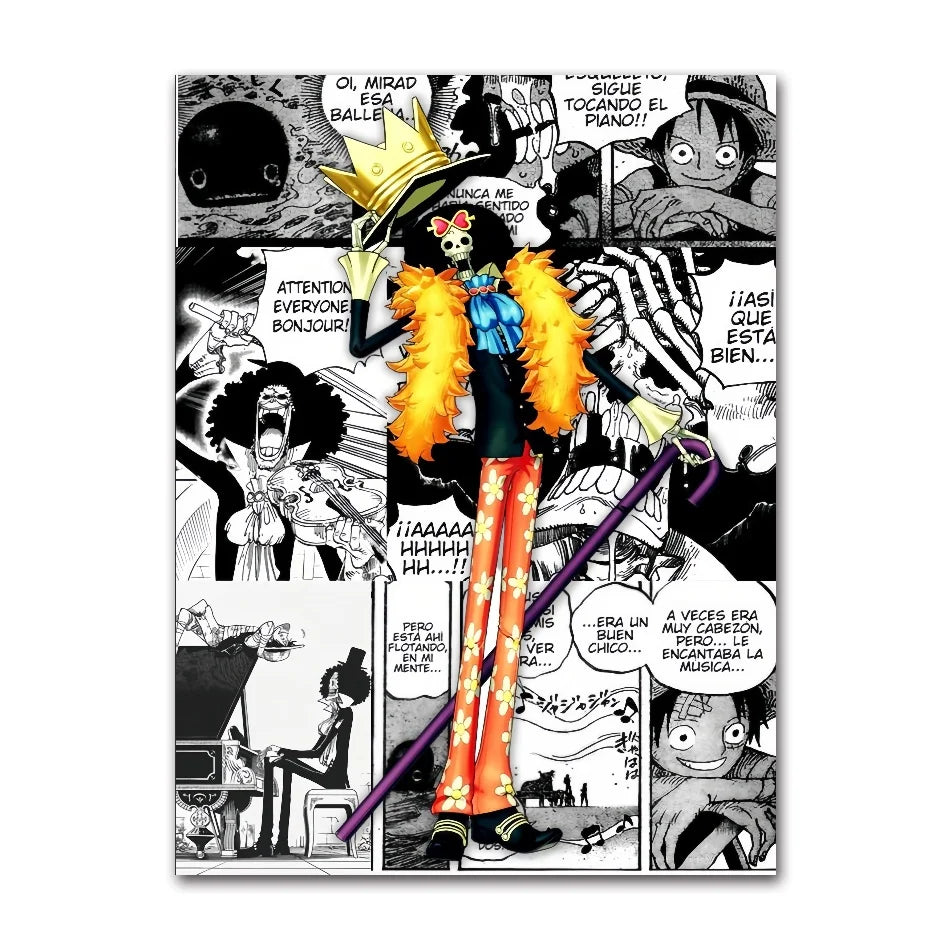 A classic cartoon style One Piece Luffy Zoro Poster printed on high-definition canvas, perfect for decorating a living room, corridor, or child's bedroom.