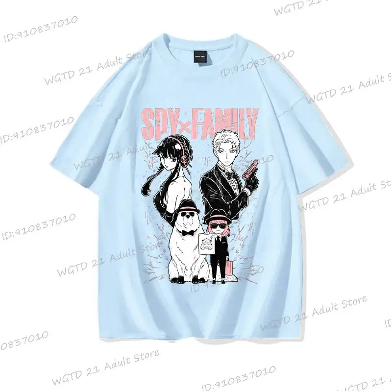 A cute Anya Forger T-shirt made of soft cotton, featuring a Harajuku style Spy x Family print for men and women.