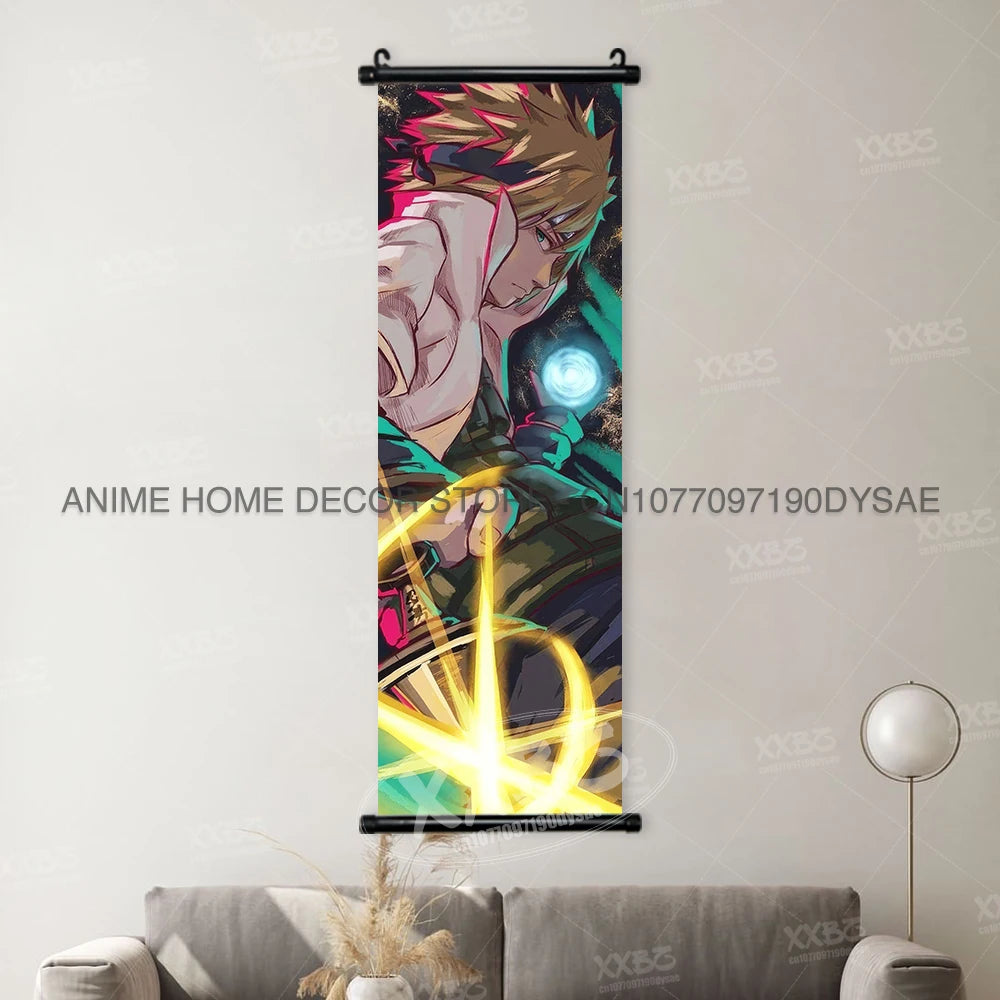 High-quality Uzumaki Naruto Posters wall art scroll featuring Sasuke Uchiha, Madara, and Might Guy for anime home decor.