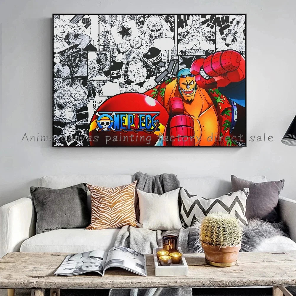A high-definition One Piece Luffy Zoro Poster printed on canvas, displaying the anime characters Monkey D. Luffy and Roronoa Zoro for wall decoration.