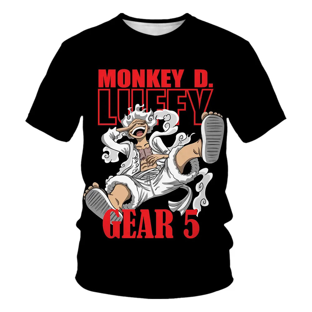 A fashion kid's One Piece Luffy T Shirt, a summer short sleeve top for boys.