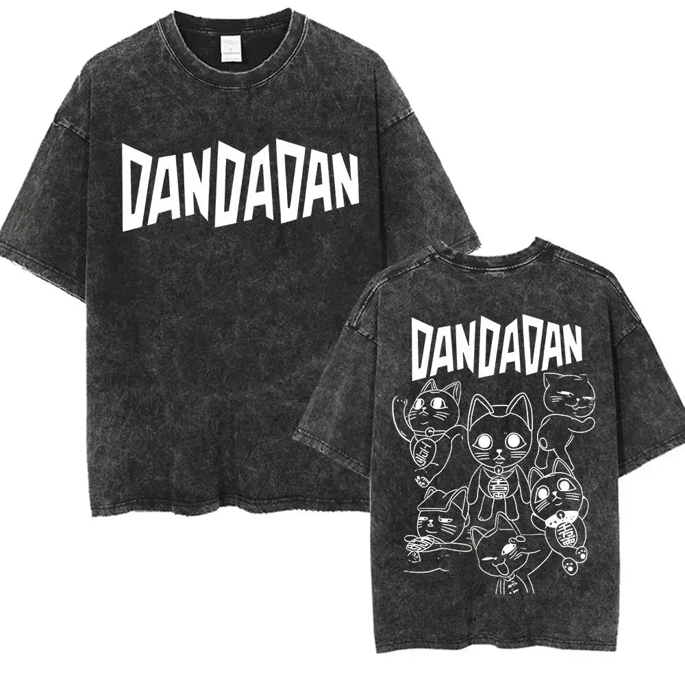 A unisex vintage washed Japan Anime Dandadan Okarun Graphic T Shirt made from high-quality cotton for streetwear fashion.