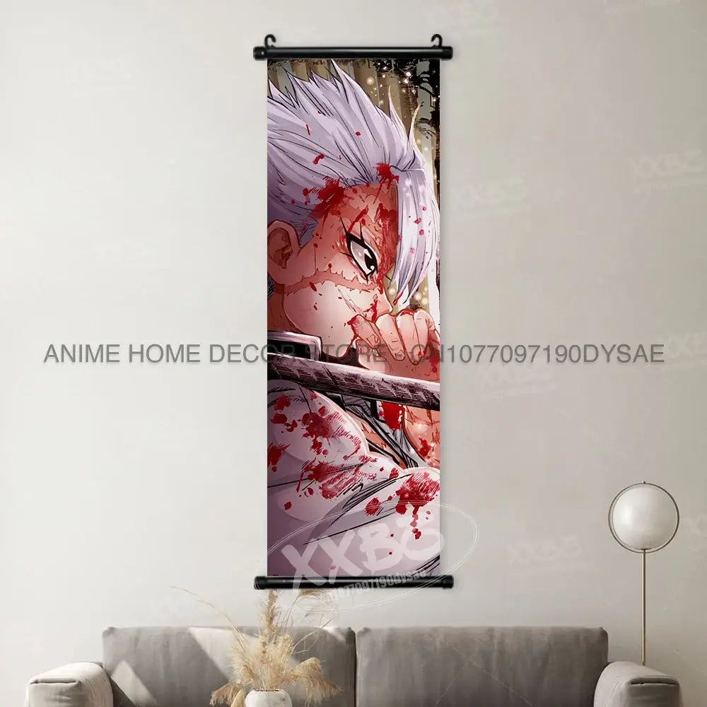 High-quality Demon Slayer Posters wall art scrolls featuring Hashira Kanroji Mitsuri, Iguro Obanai, and Tokitou Muichirou for home decor.