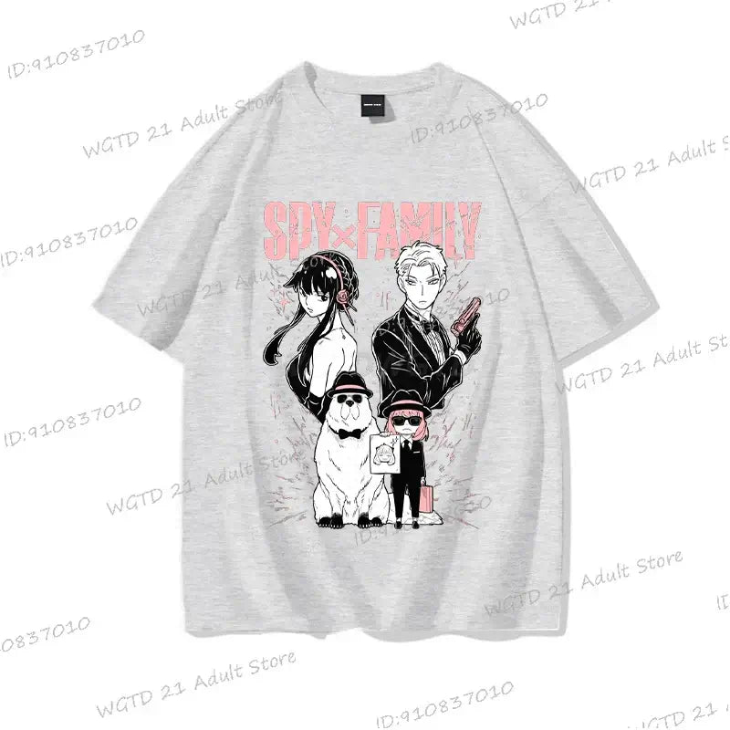A cute Anya Forger T-shirt made of soft cotton, featuring a Harajuku style Spy x Family print for men and women.