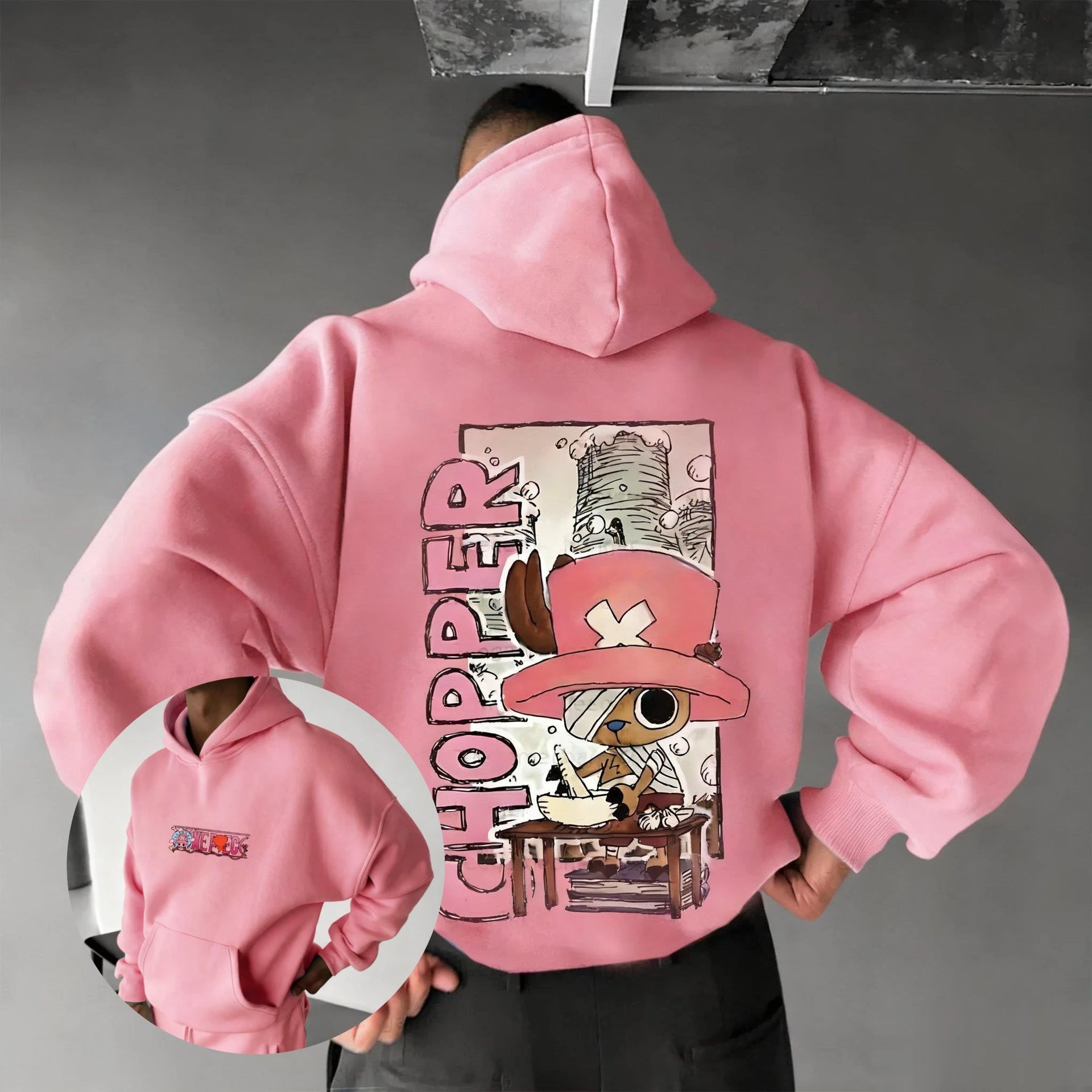 Chopper Graphic Hoodie: One Piece Oversized Anime Sweatshirt
