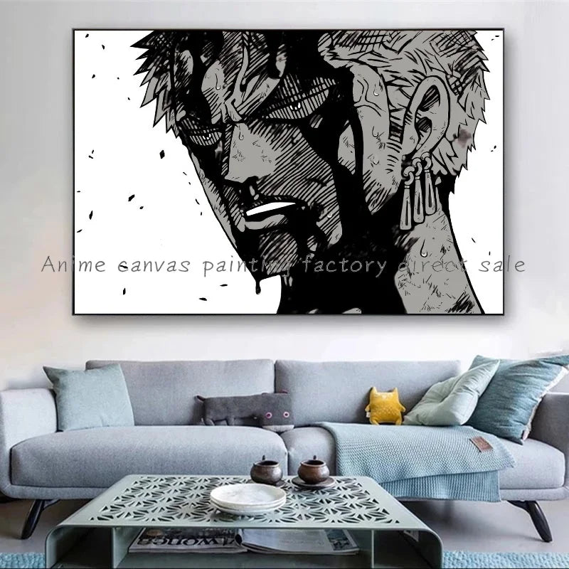 A high-quality Monkey D Luffy HD Poster printed on canvas, featuring Japanese anime art suitable for bar and home wall decoration.