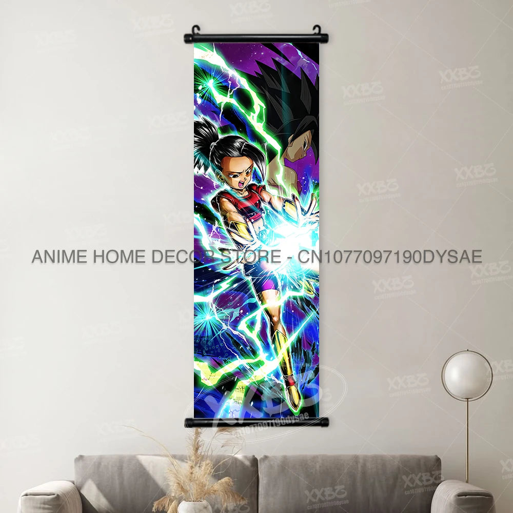 High-quality Dragon Ball Posters wall art scroll featuring Anime figures Goku, Vegeta, and Frieza for home decoration.