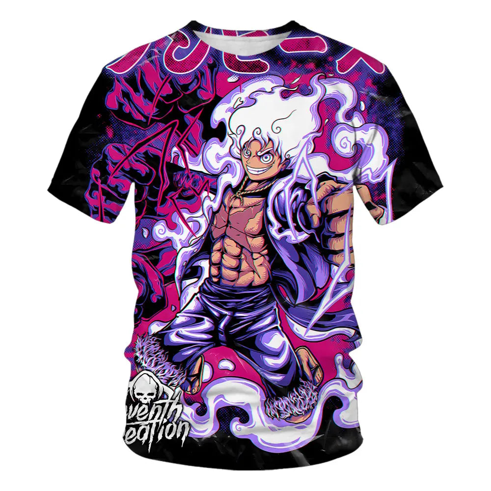 A fashion kid's One Piece Luffy T Shirt, a summer short sleeve top for boys.