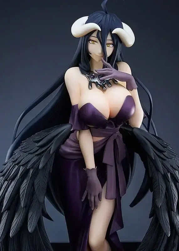 In-stock GSC POP UP PARADE OVERLORD IV anime action figures of Albedo in a black full dress and Shalltear Bloodfallen.